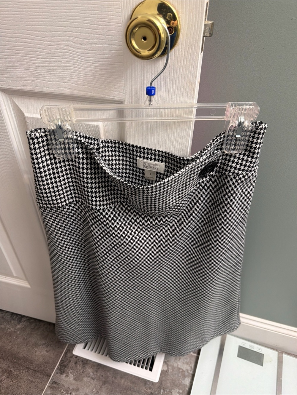 Christopher & Banks Black and White Houndstooth A-Line Skirt